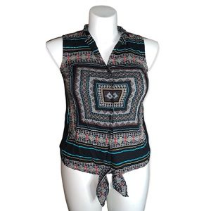 APT.9 Graphic Print Blouse, Size M